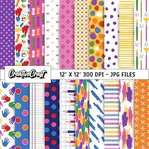 20 papiers numériques pour la rentrée scolaire (300 DPI) de qualité maximale, scrapbooking scolaire, modèles de papiers pour la rentrée scolaire, téléchargement instantané