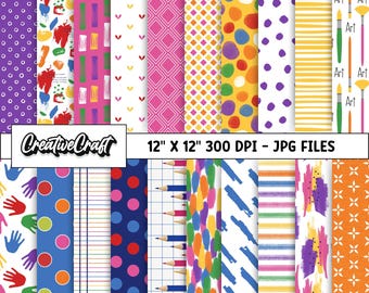 20 Back to School Digital Papers 300 DPI Maximum Quality, back to school scrapbooking, back to school papers designs, instant download
