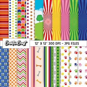 20 Puppies Patrol Digital Papers 300 DPI Maximum Quality, puppies patrol scrapbooking, puppies patrol papers designs, instant download