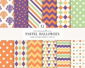 12 Halloween Seamless Patterns 300 DPI Maximum Quality, halloween scrapbook, halloween printables papers designs, halloween digital papers