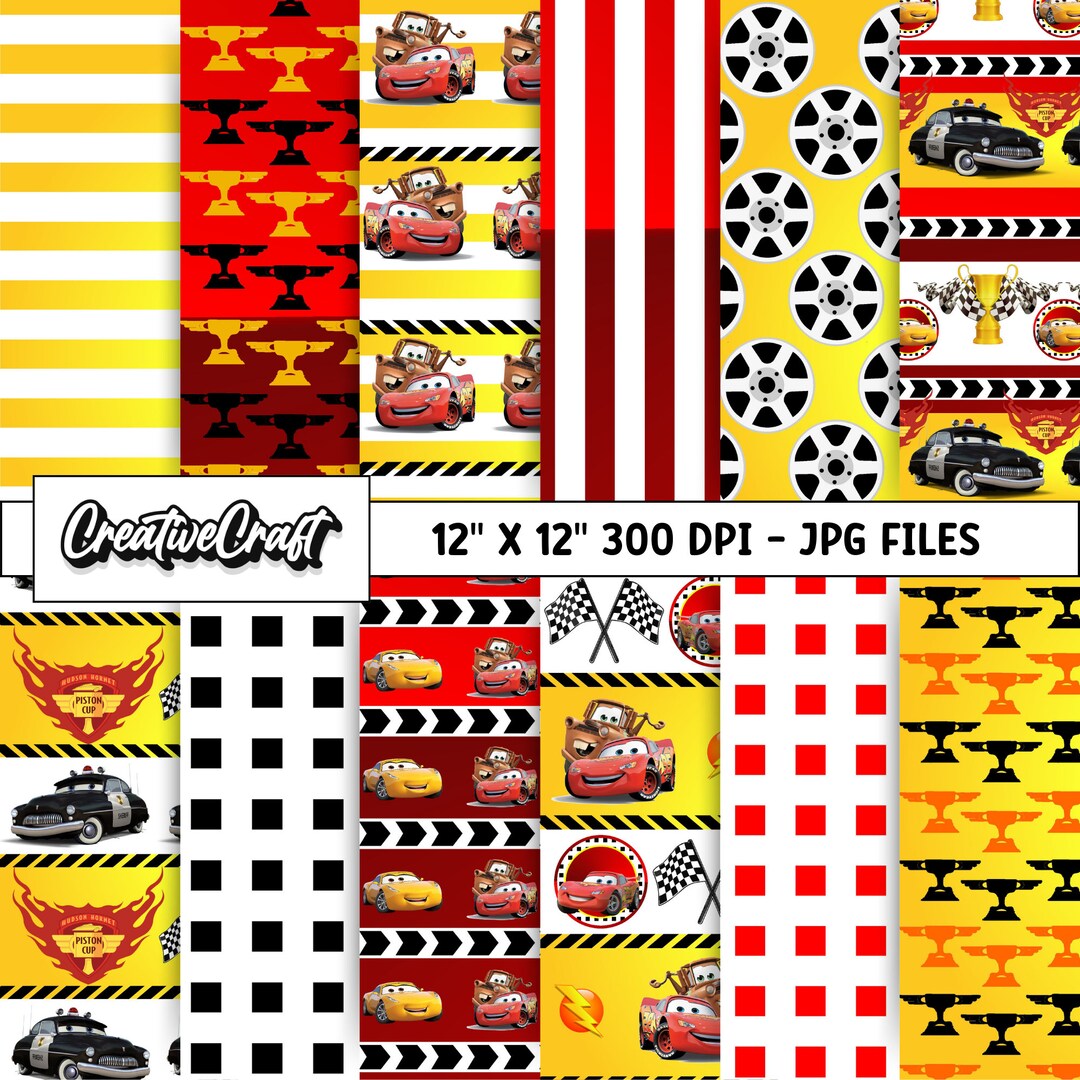 12 Lightning Mcqueen Digital Papers 300 DPI Maximum Quality, Lightning ...