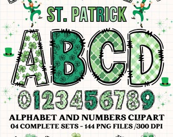 Alfabeto png clipart dia de san patricio, letras garabateadas san patricio, fuente texto san patricio, san patricio png doodle letters
