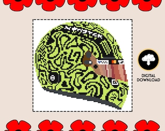 Formula 1 Lando Norris Helmet Needlepoint Canvas Digital Chart PAINT-YOUR-OWN