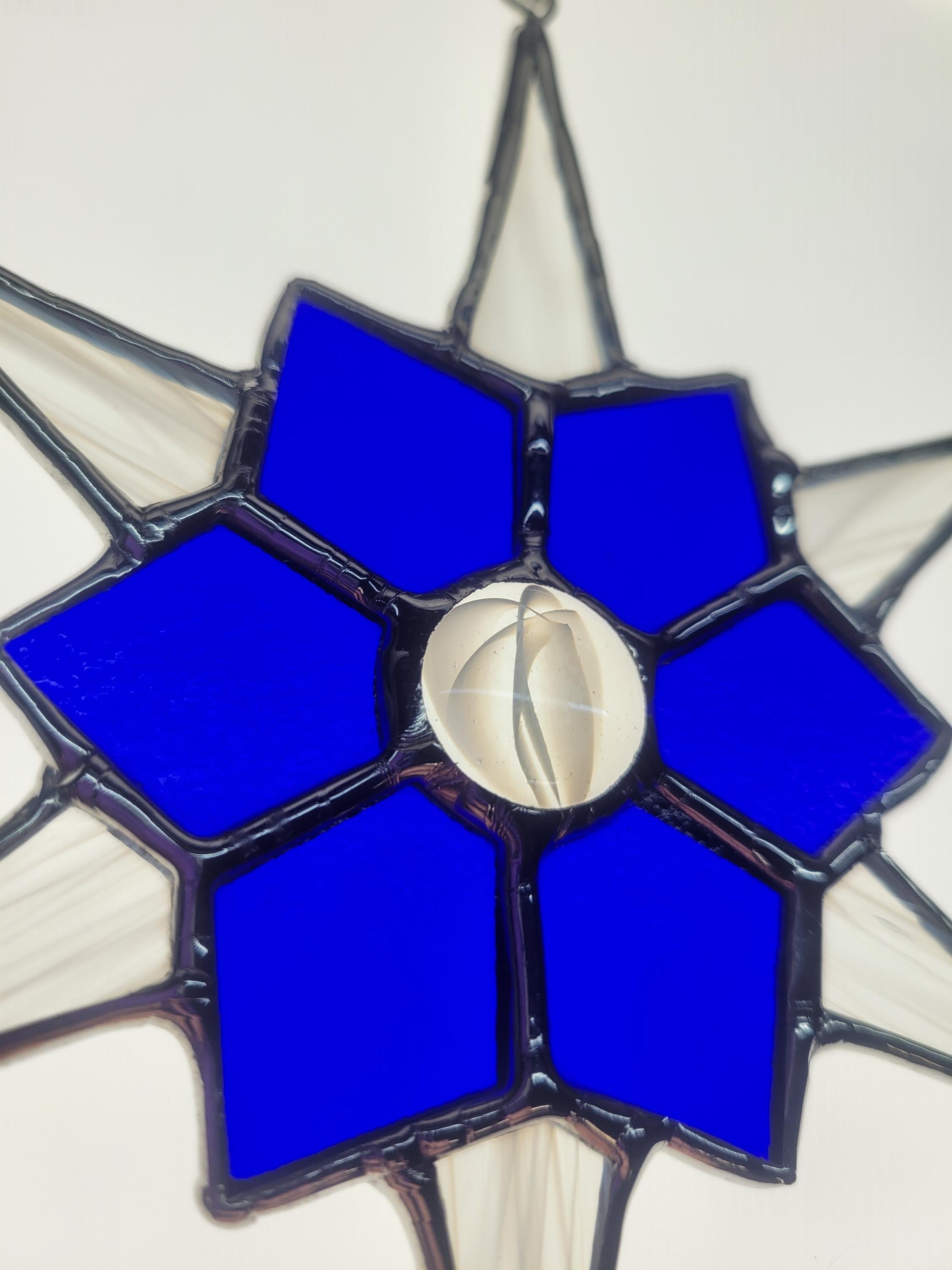 ステンドグラス　パネル　モザイクアート　雪景色 Stained glass 雪の結晶 ステンドガラス ステンドグラス パネル