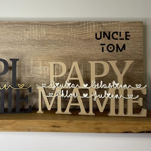 Décoration Papi Papy Mamie à personnaliser - Couleurs au choix - Cadeau Noël Grands Parents - Lettres décoratives