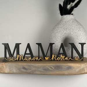 Mot à Personnaliser Maman + Noms enfants - Couleurs au choix - Cadeau Noël fête des mères - Lettres décoratives