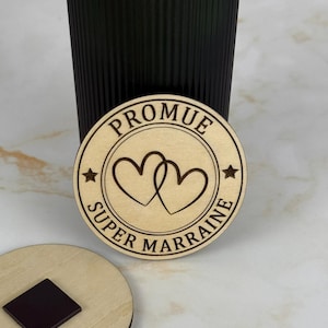 Magnet en bois personnalisé - Demande Surprise Parrain Marraine - Annonce Grossesse Naissance - Cadeau Baptême Communion