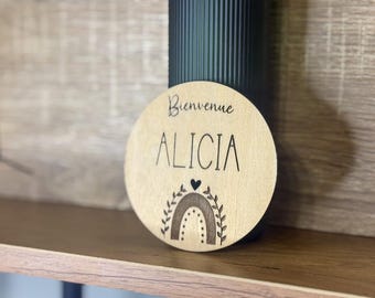 Personalized wooden birth announcement card - Baby name - Birth gift, Welcome card, Baby gift, Milestone card