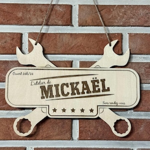Wooden Workshop Sign, to personalize - Sign Poster Workbenches Garage for Dad, Grandpa, Godfather, Godmother - DIY Christmas Gift