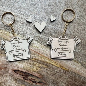 Personalized wooden keychain - Thank you teacher, thank you master - End of school year gift