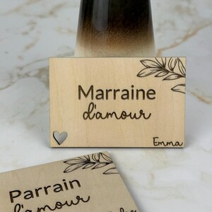 Magnet en bois personnalisé, enveloppe cadeau - Parrain Marraine Baptême Communion Anniversaire - Cadeau fête des grands-mères - Mamie Papi