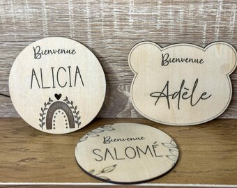 Personalized wooden birth announcement card - Baby name - Birth gift, Welcome card, Baby gift, Milestone card