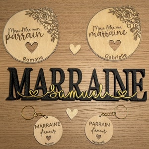 Cadeau Marraine personnalisé avec le nom du filleul Couleurs au choix Cadeau Baptême Marraine Parrain, Communion Lettres décoratives image 10