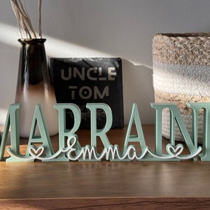 Personalized Godmother Gift with the name of the godchild - Choice of colors - Baptism Gift Godmother Godfather, Communion - Decorative letters