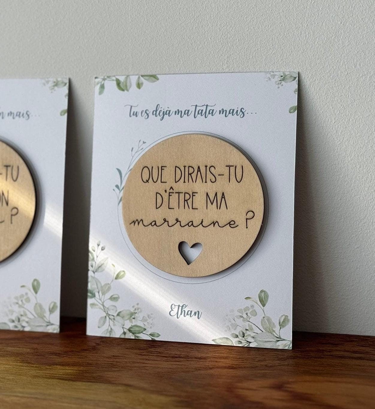 Magnet en bois personnalisé avec carte + enveloppe cadeau - Demande ...