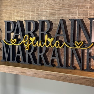Word to Personalize GODFATHER GODMOTHER + Godchild First Name - Colors of your choice - Christmas Gift Baptism Godmother Godfather, Communion