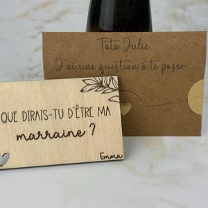 Magnet en bois personnalisé, enveloppe cadeau - Parrain Marraine Baptême Communion Anniversaire - Cadeau fête des grands-mères - Mamie Papi