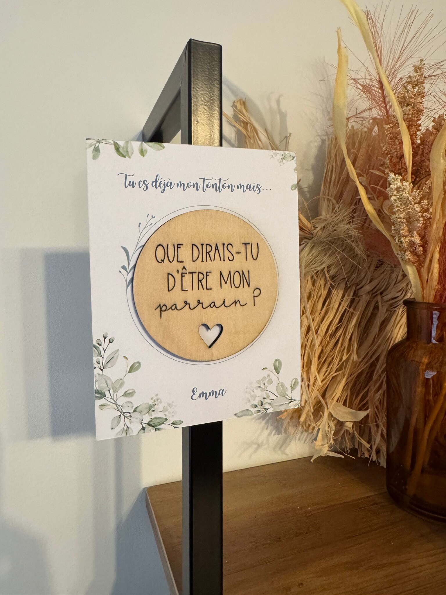 Magnet en bois personnalisé avec carte + enveloppe cadeau - Demande ...
