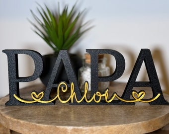 Mensaje personalizado "PAPÁ" + Nombres de los niños - Colores a elegir - Regalo para el Día del Padre - Letras decorativas