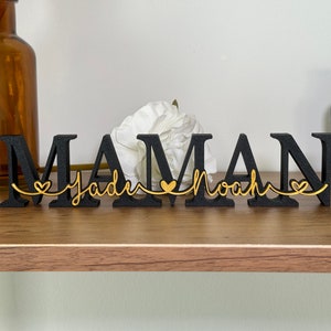 Personalized Word Mom + Children's Names - Choice of Colors - Mother's Day Gift - Decorative Letters