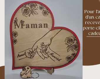 Cadre en Bois en Forme de Cœur Personnalisable - Souvenir Émotionnel pour Maman, Mamie ...