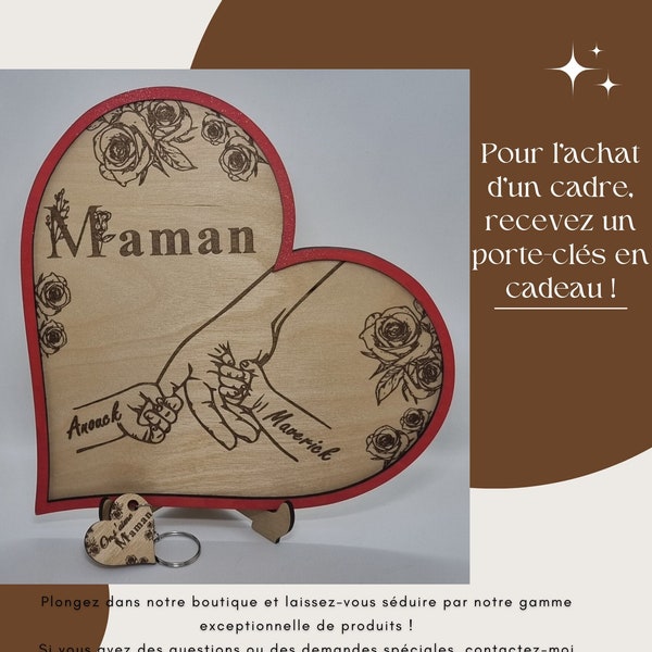 Cadre en Bois en Forme de Cœur Personnalisable - Souvenir Émotionnel pour Maman, Mamie ...