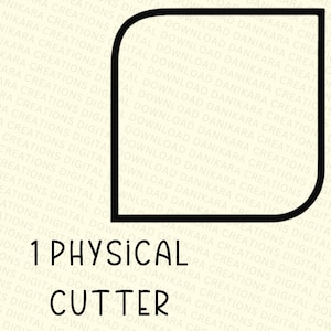 May include: A black and white image of a square with rounded corners. The square is outlined in thick black lines. The text "1 PHYSICAL CUTTER" is written in black below the square.