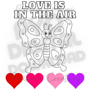 Valentine&#39;s Day Paint Your Own Cookie, Butterfly Valentines Paint Your Own PNG, PYO Cookie PNG, Valentine pyo png, Paint Your Own Love