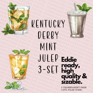 Kentucky Derby Mint Julep PNG & STL, 3 Julep PNGs w/ matching STL, Derby png, Mint Julep stl, Kentucky Derby, Mint Julep png stl