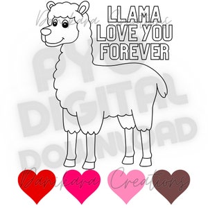Valentine&#39;s Day Paint Your Own Cookie, Llama Love You Valentines Paint Your Own PNG, PYO Cookie PNG, Valentine pyo png, Paint Your Own Llama