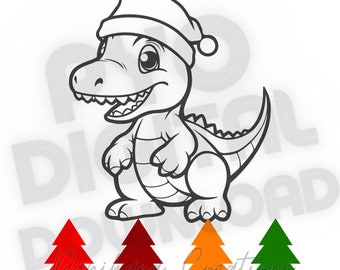 Dinosaur Santa Your Own Cookie PNG, Christmas T- Rex Paint Your Own PNG, Dino PYO Cookie, Paint your own Santa-Rex, pyo png, Christmas pyo
