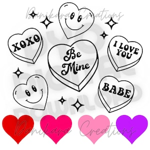 Valentine&#39;s Day Paint Your Own Cookie, Hearts Valentines Paint Your Own PNG, PYO Cookie PNG, Valentine pyo png, Paint Your Own Convo Hearts