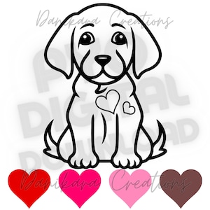 Valentine&#39;s Day Paint Your Own Cookie, Dog/Puppy Valentines Paint Your Own PNG, PYO Cookie PNG, Valentine pyo png, Paint Your Own Puppy
