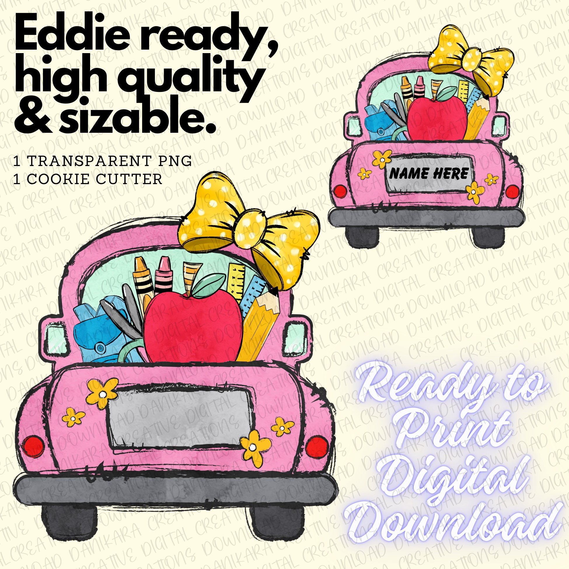 Drawn Car Physical Cutter & Matching PNG, Back to School Car PNG, Back to School Cookie Cutter, Back to School PNG, Carpool Cookie Cutter