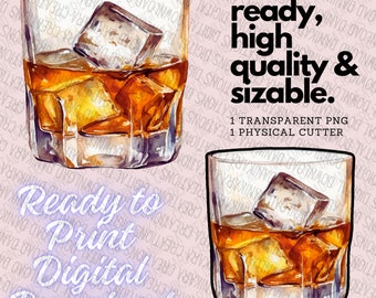 Bourbon Rocks PNG & Cutter, Cocktail and Bourbon PNG w/ Physical Cutter, Alcohol png, Cocktail Cookie Cutter, Cocktail png, Whiskey png Set