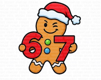 67 Gingerbread Cookie Cutter & PNG, Christmas Gingerbread PNG, 67 Christmas Cookie Cutter with Png, six seven, Gingerbread Cookie Cutter,