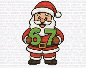 67 Santa Cookie Cutter & PNG, Christmas Santa PNG, 67 Christmas Cookie Cutter with Png, six seven, Santa Cookie Cutter