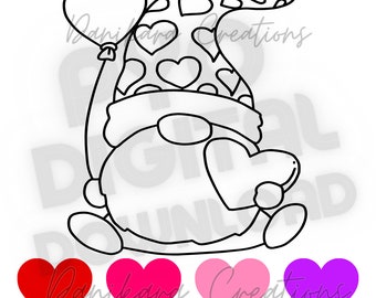 Valentine's Day Gnome Paint Your Own Cookie, Valentines Paint Your Own PNG, PYO Cookie PNG, Gnome pyo png, Paint Your Own Gnome, Heart Gnome