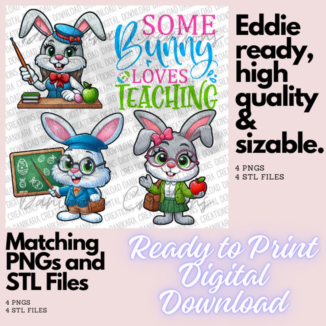 Some Bunny Loves Teaching Matching Pngs and STL Files, Easter Pngs ...