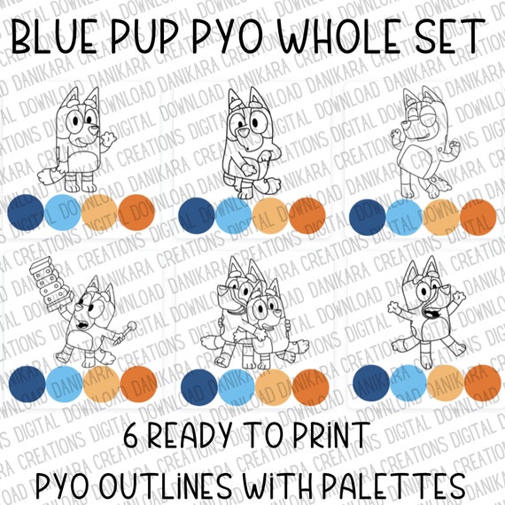 Blue Dog PYO, Paint Your Own Cookie, Paint Your Own PNG, PYO Cookie png, Cartoon pyo png, Paint Your Own, Custom pyo, Blue Pup Whole Set pyo