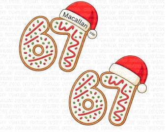 67 Santa Cookie Cookie Cutter & PNG, Christmas Santa Hat PNG, 67 Christmas Cookie Cutter with Png, six seven, Santa Cookie Cutter