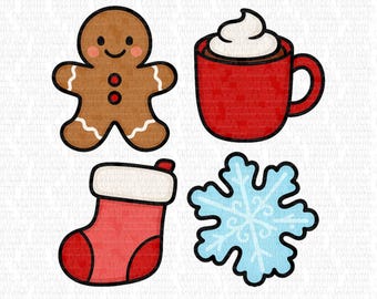 Christmas 2 Mini STLs & PNGs, Christmas Mini STL Set of 4: Gingerbread Santa, Mini Hot Cocoa, Mini Stocking, Mini Snowflake- STLs with PNGs