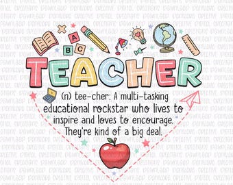 Teacher Definition Heart STL & PNG, Teacher Appreciation png, School STL with Matching png, Teacher Cookie Cutter