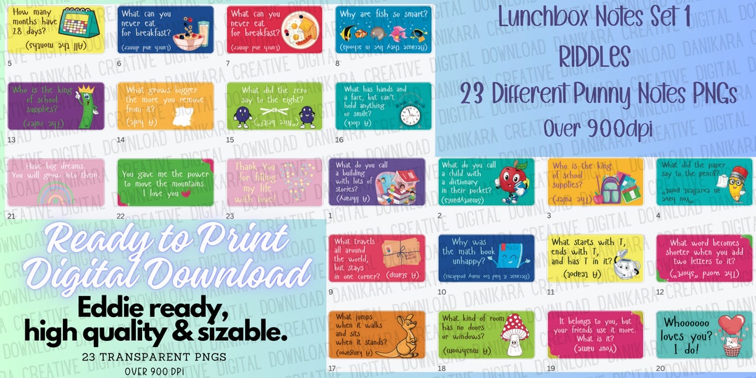 Lunchbox Note Pngs, Ready to Print Notes, Back to School Pngs, School ...