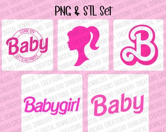 Preppy Doll Baby Shower PNG & STL, Preppy Baby PNGs, Baby Shower PNG, Baby PNGs, Pretty Girl PNGs, Baby Shower Cookie Cutter STLs, Babygirl