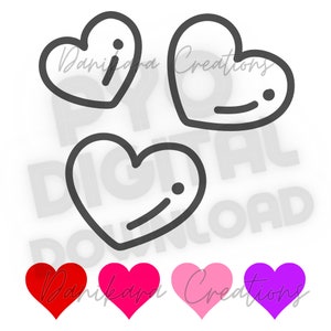 Valentine&#39;s Day Hearts Paint Your Own Cookie, Valentines Paint Your Own PNG, PYO Cookie PNG, Hearts pyo png, Paint Your Own Floating Hearts