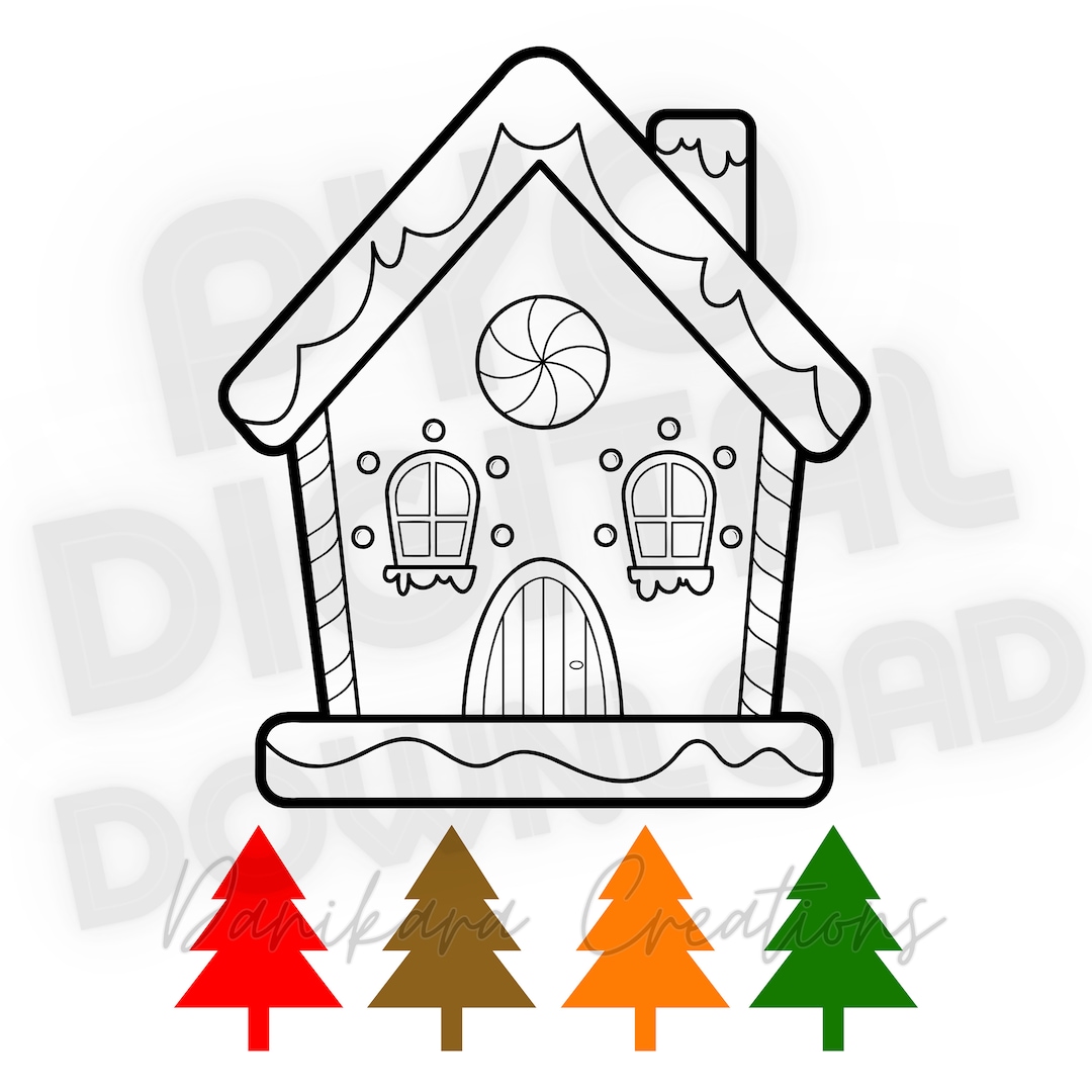Gingerbread House Paint Your Own Cookie PNG, Christmas Paint Your Own