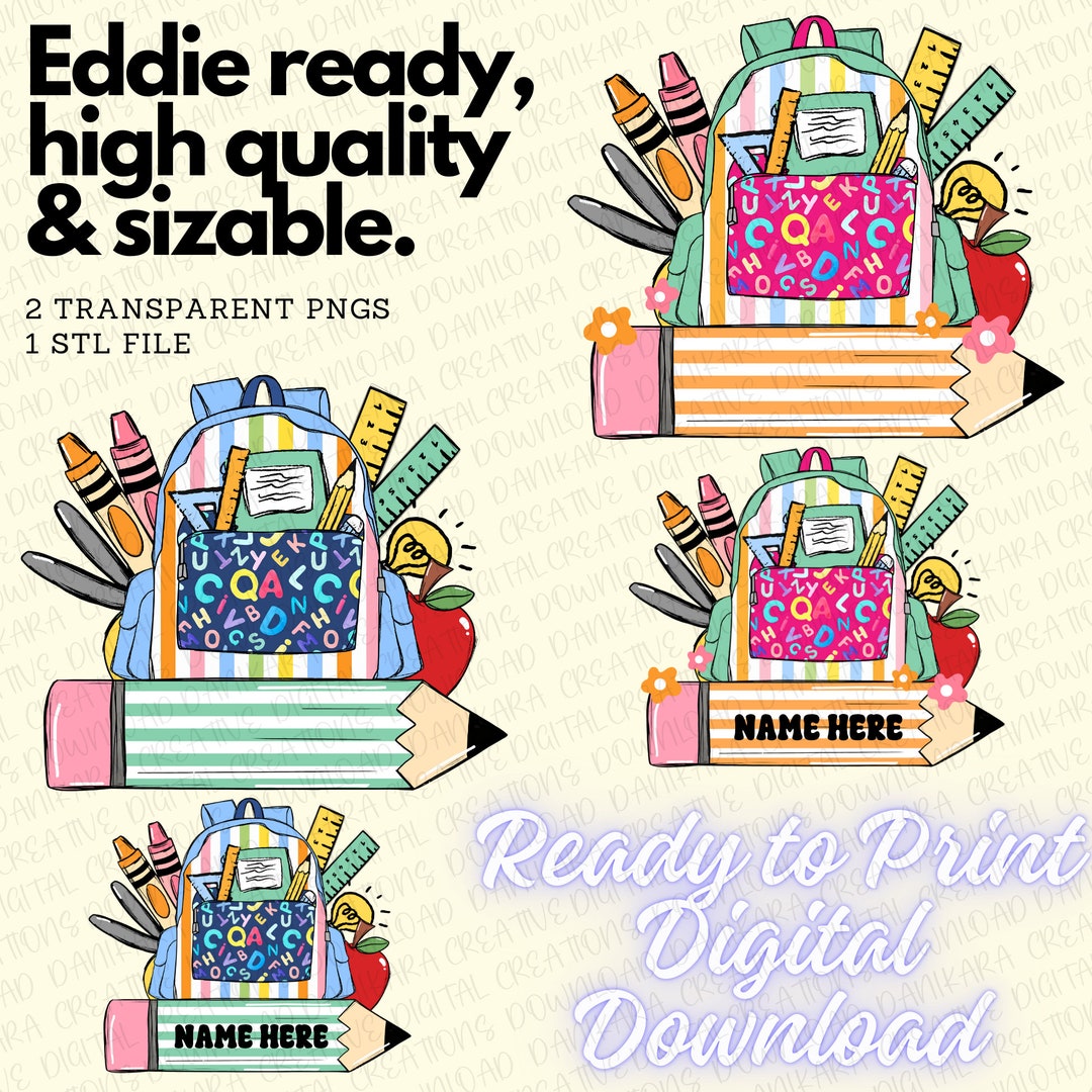 Back to School STL With Matching PNG, Backpack PNG, Back to School Stl ...