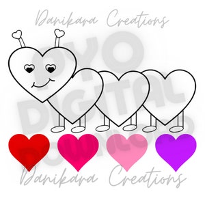 Valentine&#39;s Day Paint Your Own Cookie, Caterpillar Valentines Paint Your Own PNG, PYO Cookie PNG, Valentine pyo png, Paint Your Own pyo
