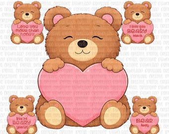 Valentine Bear Heart STL & PNGs, Valentines Day Bear Plaque PNG Bear Cookie Cutter, Valentine Bear STL file and png 3.5in